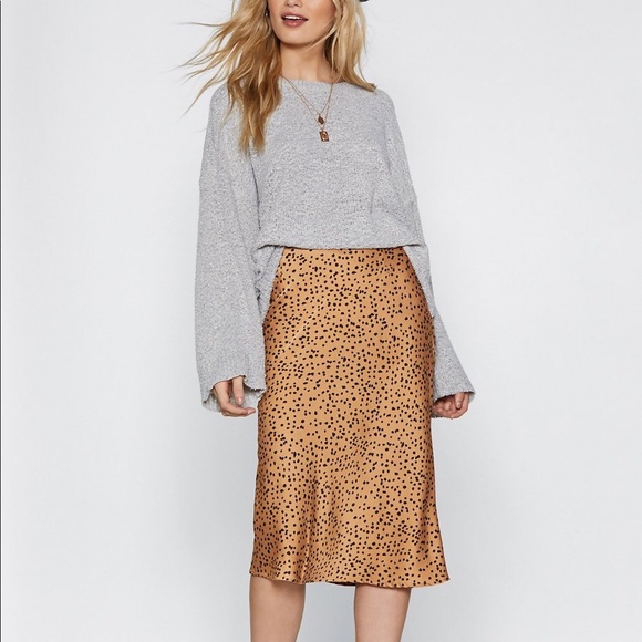 Silky Midi Spotted Skirt